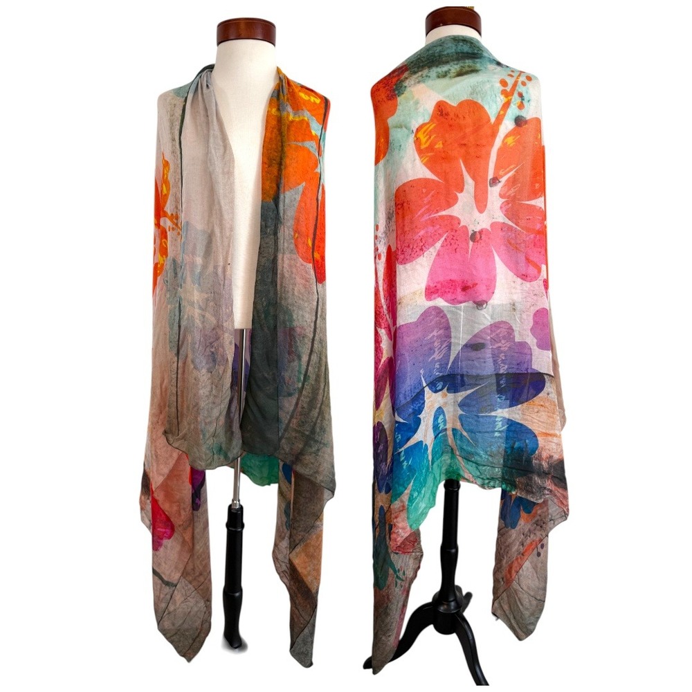 Passigatti Modal Scarf Wrap Italy Oversized Floral Sheer Lightweight Boho Resort
